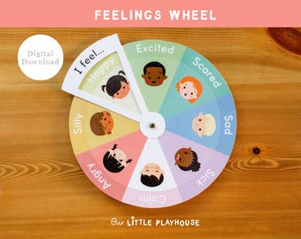 Roda das Emoções para Crianças (Imprimir), Quadro de Emoções para Aprendizagem Socioemocional, Material para Conscientização Emocional na Escola (Imprimir), Download Digital