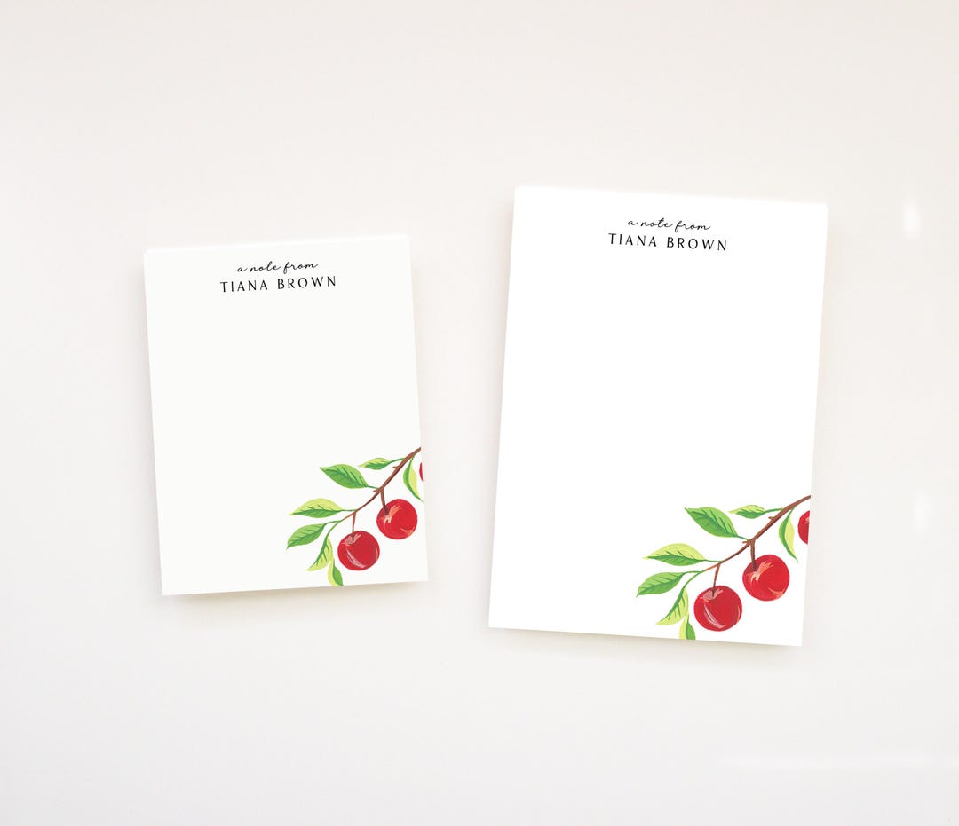 Apple Notepad Stationery, Personalized Apple Stationery, Apple Notepad ...