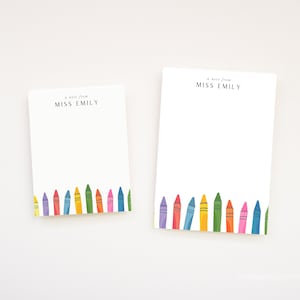 Bloc-notes aux crayons de couleur, papeterie personnalisée pour enseignants, cadeau de rentrée des classes, papeterie scolaire, cadeau pour les enseignants, appréciation des éducateurs