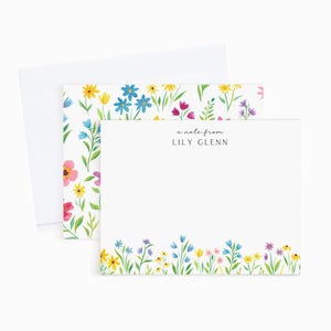 Papeterie cartes de correspondance fleurs sauvages, papeterie fleurs sauvages personnalisées, carte de correspondance florale, papeterie florale, cartes de correspondance avec fleurs sauvages