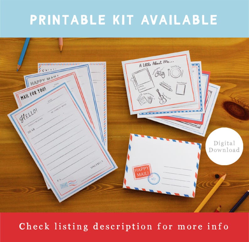 Kids Pen Pal Writing Kit, Letter Writing Stationery Set with Stickers image 9