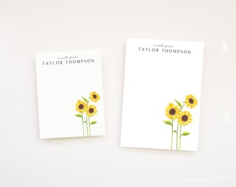 Sunflower Notepad, Personalized Sunflower Notepads, Sunflower Writing Pad, Custom Floral Stationery, Garden Lover’s Notepad, Gift for her