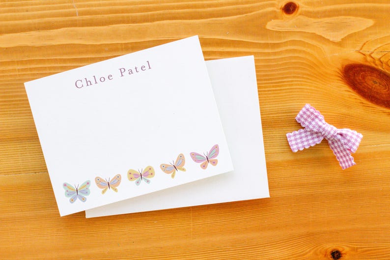 Personalized Butterfly Stationery Set, Kids Notecards - Etsy