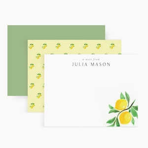 Lemon Stationery Notecards, Personalized Lemon Stationery Set, Lemon Notecards, personalized Lemon notecards, Notecards with lemons