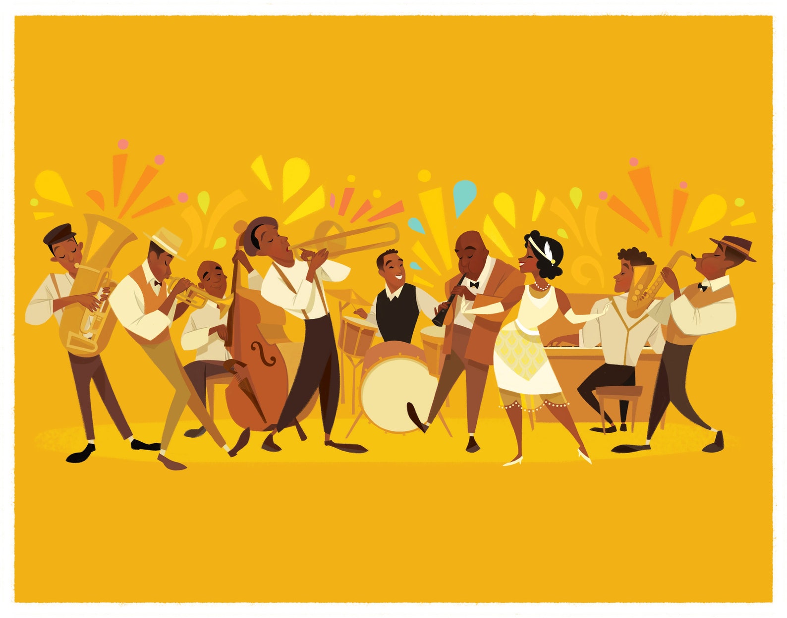 Jazz Band Art Print Big Band Art New Orleans Music Art Etsy