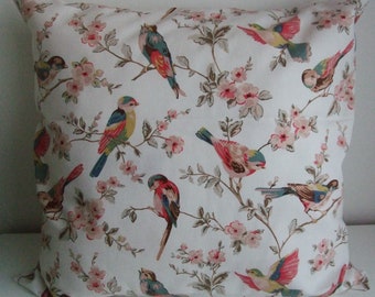 キャスキッドソン ホワイト バード＆ローズ クッションカバー 14インチ