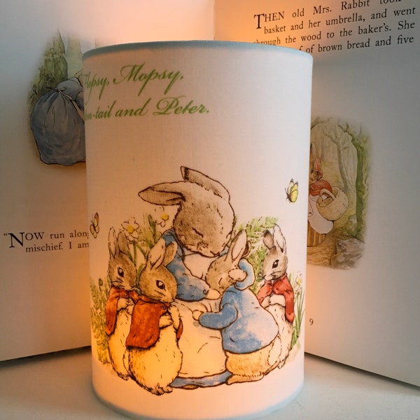 NEW Flopsy Mopsy Cotton Tail and Peter Rabbit - Handmade Nursery Night Light.