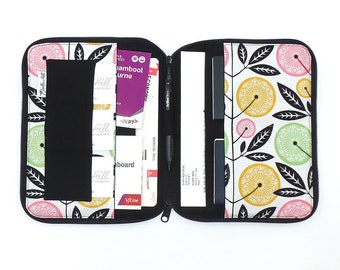 Deluxe 8 Person Family Travel Document Wallet passport holder organiser hand made by Australian designer Joella Hill "Cali Mod Floral"