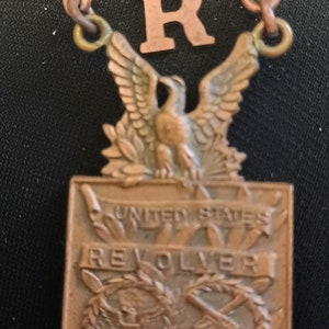 U.S.R.A. United States Revolve Association Shooting Marksman Medal Badge 1925 Outdoor Championship Rare