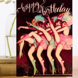 Compleanno Art Card Vintage Collage ~ Manicotto biodegradabile materiale di provenienza sostenibile ~ 1920 Girl Cancan Tutu ~ Designer di alta qualità HB103