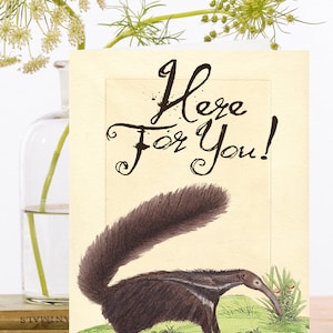Vintage Hier voor jou Collage Art Card ~ Een mooie natuurillustratie van een miereneter - Steun vriendschap ~ Ontwerper hoge kwaliteit WT033