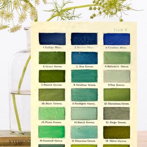 Carte d'art de collage vintage fantaisiste ~ Manchon biodégradable de matériau d'origine durable ~ Tableau de peinture vert et bleu ~ Designer RS195 de haute qualité