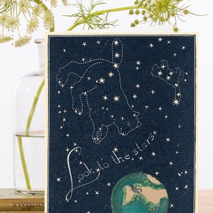 Grillige Vintage Collage Art Card ~ Duurzaam geproduceerd materiaal biologisch afbreekbare mouw ~ Earth&Constellation ~ Designer Hoge kwaliteit RS213