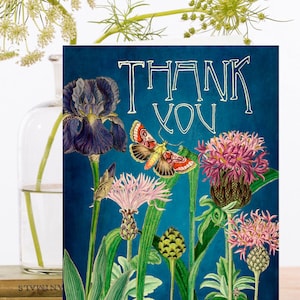 Whimsical Vintage Collage Art Card~Sustainably Sourced Material Biodegradable Sleeve~Thank You Butterfly&Floral ~Designer High Quality TC019