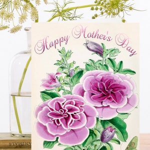 Carte d’art vintage vintage scintillante à la main ~ Botanical Floral Pink Rosa Rugosa Flowers & Butterfly ~ Designer High Quality SP066