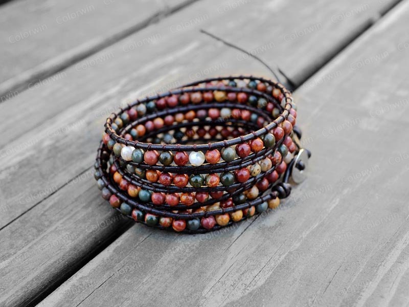 Leather Sparkling Bracelet Etsy