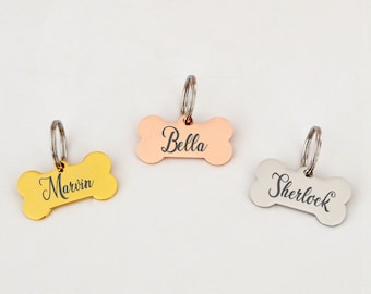 Etiqueta de collar de perro con forma de hueso Etiqueta de perro personalizada Etiqueta de gato Etiqueta de mascota Etiqueta de collar de perro Etiqueta de identificación de gato Etiqueta de identificación de perro Etiqueta de nombre de perro personalizada