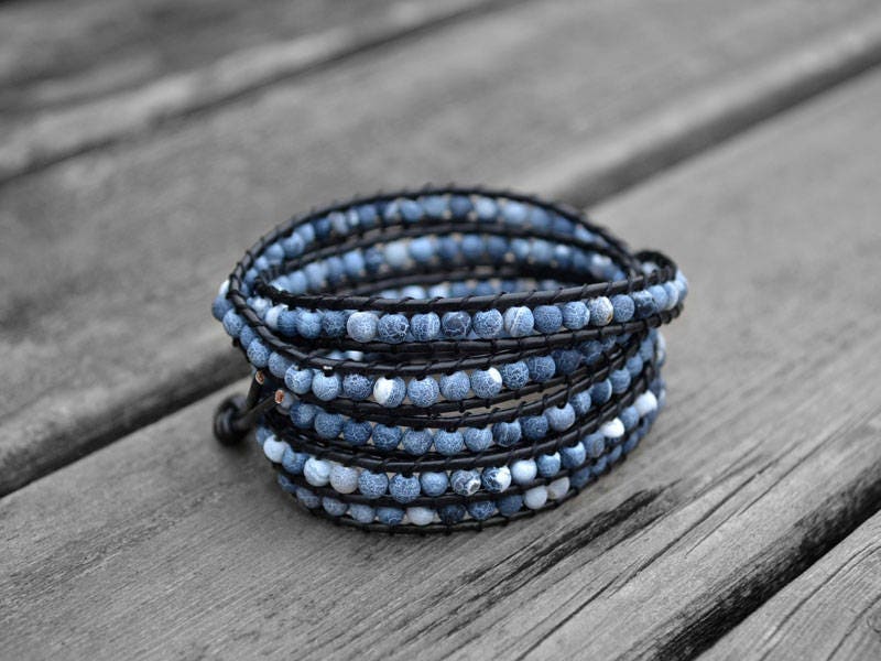 Leather Bracelet Beaded Wrap Bracelet Charm Bracelet Leather Wrap