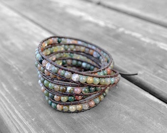 Leder Achat Armband Achat Wickelarmband Perlenarmband Leder Wickelarmband Hochzeitsarmband BrautjungfernArmband Muttertag Geschenk