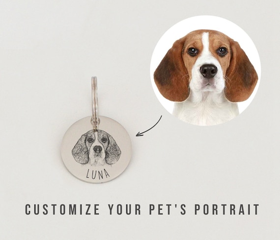 Personalized Pet Portrait Tag Custom Dog Portrait Tag Cat Portrait Tag Cat Collar Tag Cat ID Tag Dog ID Tag Dog Name Tag