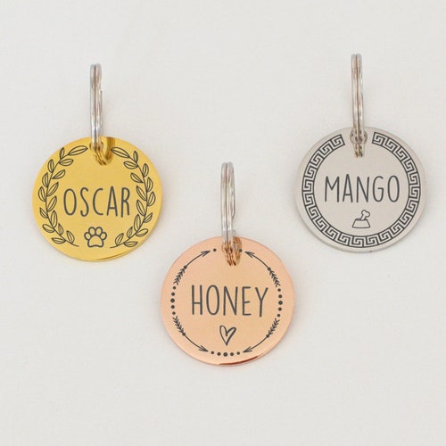 Personalized Dog Tag Gold Dog Name Tag Pet ID Tag Custom Etsy