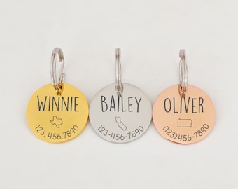 Personalized Dog Collar Pet Tag State Tag Dog Tag Cat Tag Cat Collar Tag Cat ID Tag Dog ID Tag Dog Name Tag