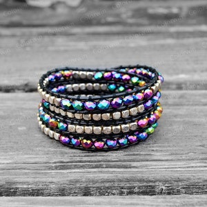 Malachiet lederen armband wrap armband kristal armband lederen wrap armband 4mm kralen armband bruiloft sieraden