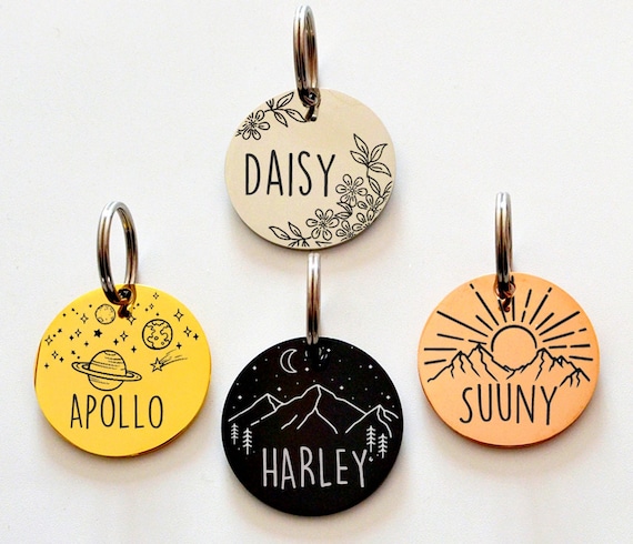 Cat Tag Personalized Dog Tag Custom Dog ID Tag Pet Tag Cat Collar Tag Cat ID Tag Dog Collar Tag Dog Name Tag Pet Name Tag Dog Name Collar Etsy