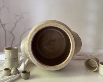 フランスのアンティーク陶器、保存用壷、特大コンフィポット7号