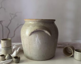 フランスのアンティーク陶器、保存用壷、特大コンフィポット7号