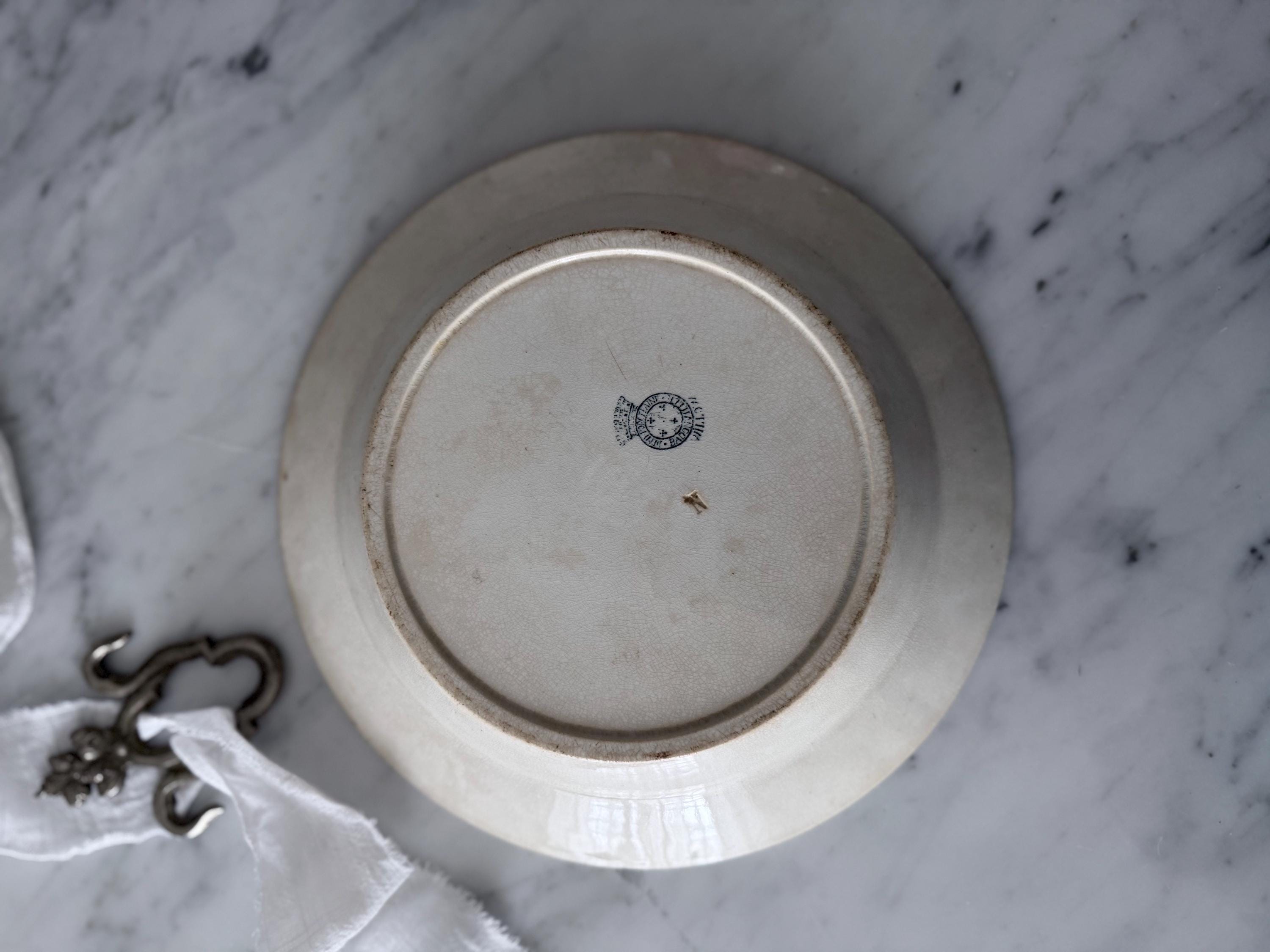 FT Badonviller 深皿 Oriental Antique French Badonviller Collection Bowl, Dreamy 19th Century