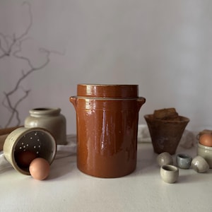 Pair of Vintage French Salt Cellar with Lids | Saloir | Rustic Farmhouse Crock | Autumn Decor