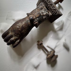 French antique iron hand door knocker, 19th century | door embellishment