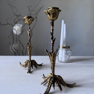 Jugendstil, Kerzenleuchter aus vergoldeter Bronze