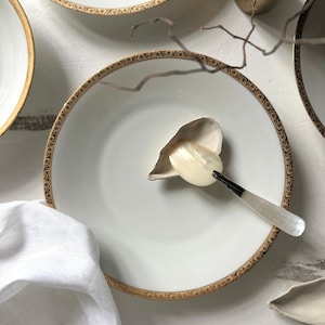French fine porcelain, Ternet Limoges, France, white porcelain with gold inlay plates, elegant dinnerware