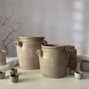 French antique pottery, utensil crock, number 5Z, stoneware from France