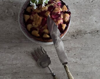 Couteau à gâteau et fourchette de service anciens, Ensemble de couteaux à gâteau.