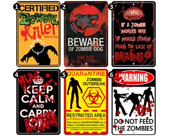 Dont Open Dead Inside Zombie Warning Halloween Poster 12 x 8 Prank Trick Metal Sign for Door Wall Decor