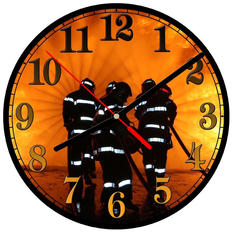 8 WALL CLOCK FIREFIGHTER 16 Fireman Fire Fighter Dept Etsy