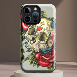Colorful Sugar Skull Phone Case #5, Dia de los Muertos Cover, Vibrant Skull Art, Mexican Culture Decor, Festive Gift, Bold Mystic Accent