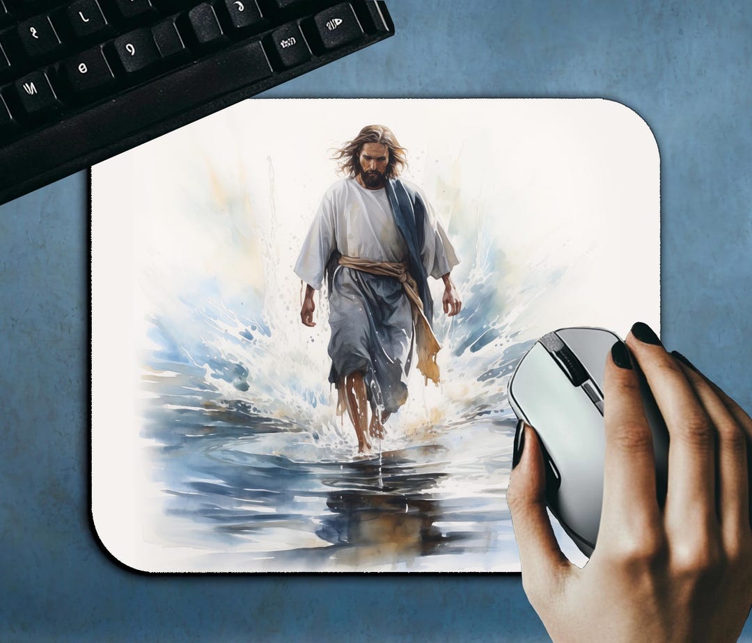 Christian Mouse Pad 10, Jesus Walking on Water Art, Religious Desk Mat ...