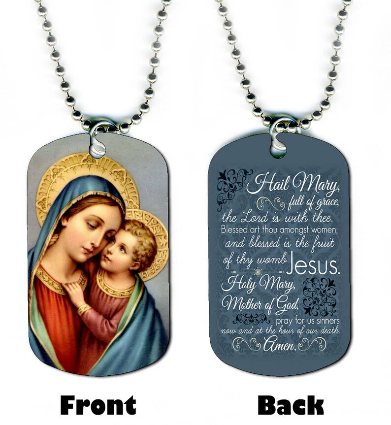 DOG TAG NECKLACE Hail Mary SN1 Prayer Christian Religious Etsy