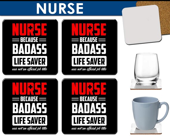 4 Wood Drink Coasters NURSE #38 Healthcare worker hospital nursing RN LPN Glossy Kitchen Bar Beverage Gift