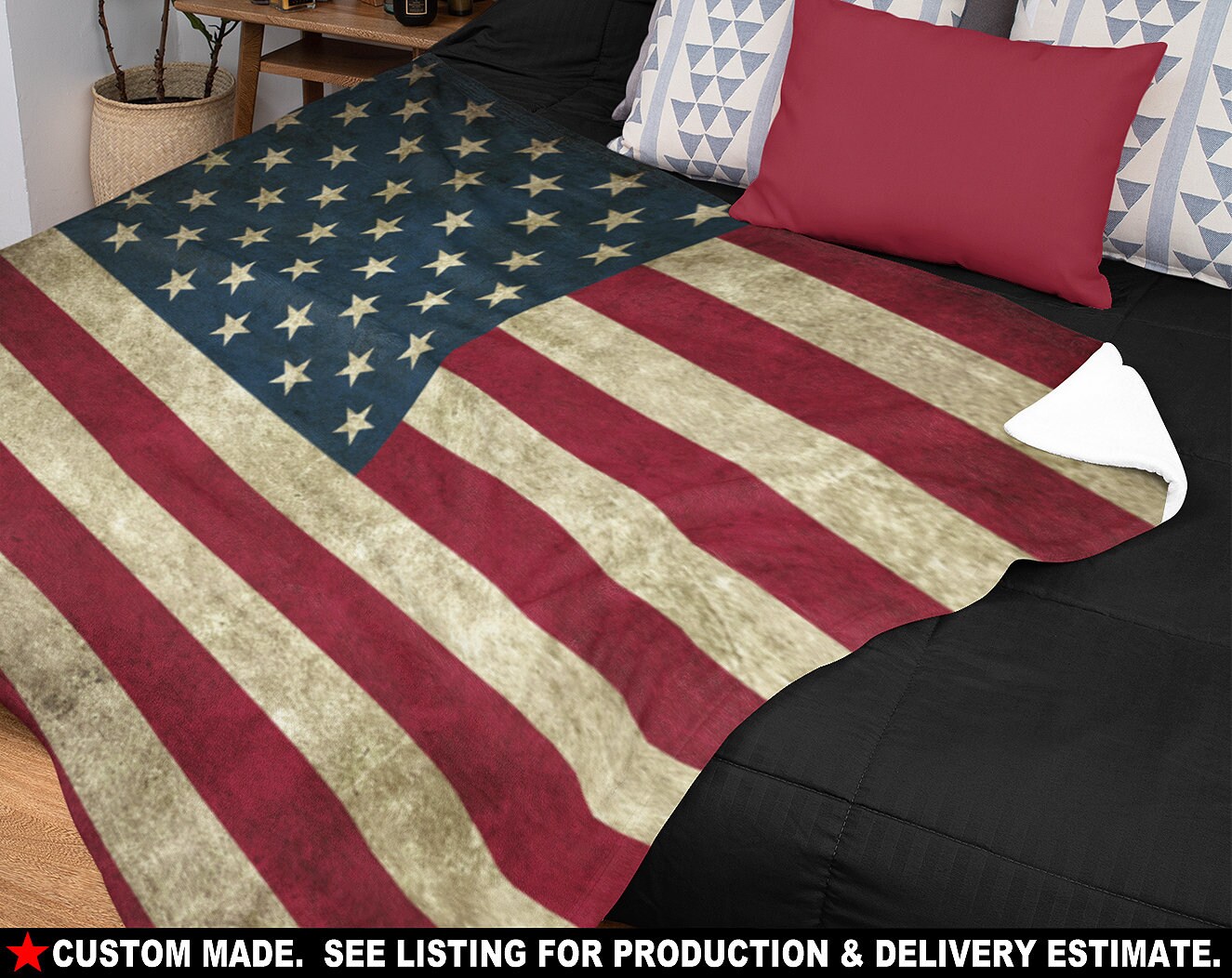 USA American Flag Patriotic Throw Soft Fleece Blanket 50x60 Bedding Decor Gift 