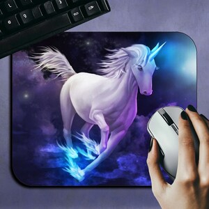 Unicorn Mouse Pad #5, Fantasy Desk Mat, Mystical Unicorn Art, Enchanted Forest Mousepad, Magic Creature Office Decor, Fantasy Lovers Gift