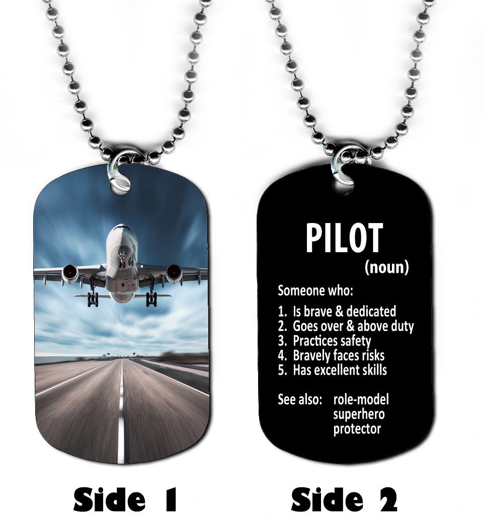 DOG TAG NECKLACE Pilot's Definition 1 Airplane Plane Etsy