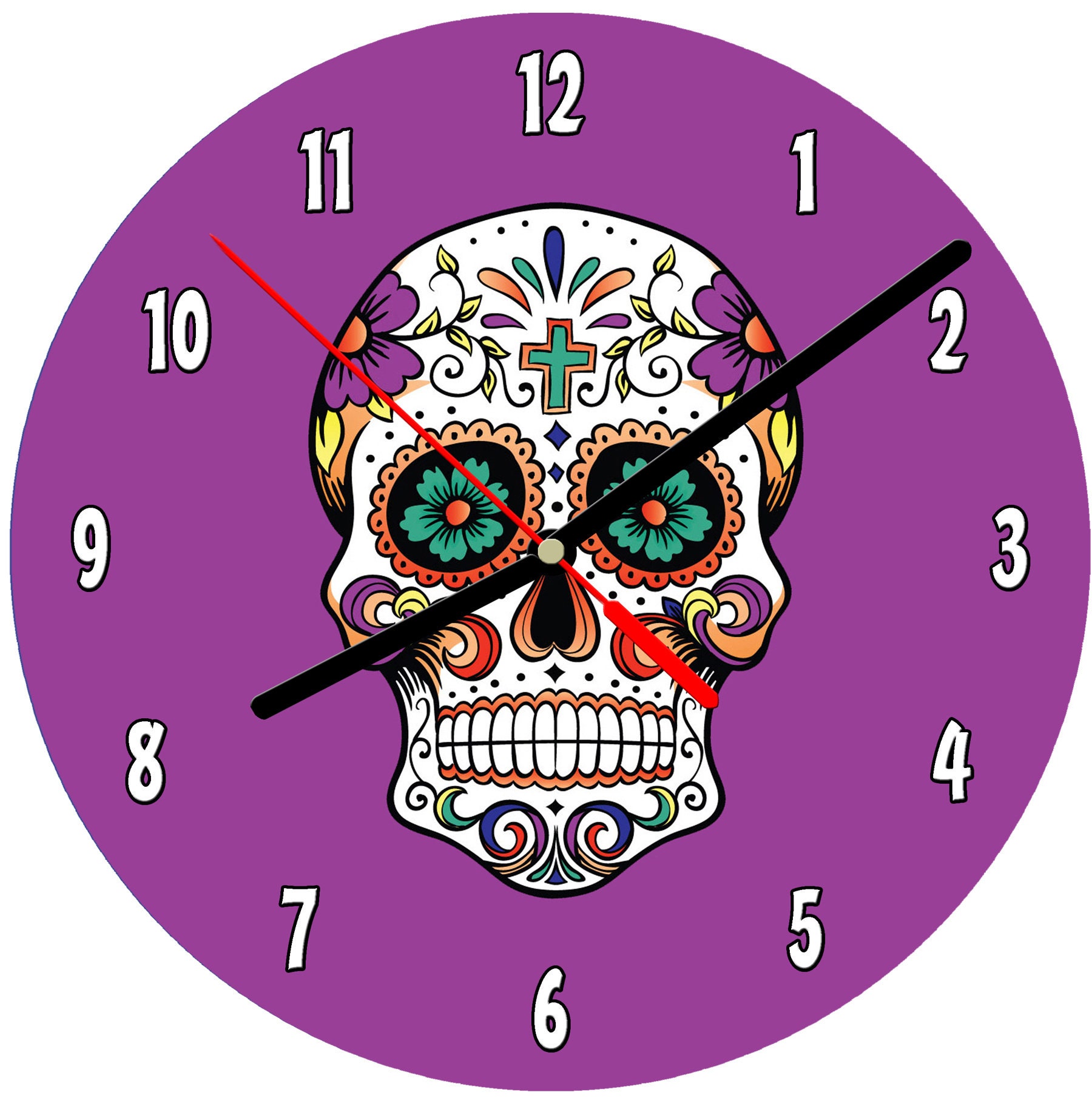 8 WALL CLOCK Sugar Skull 2d Dia de los Muertos Day of Etsy