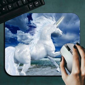 Unicorn Mouse Pad #1, Fantasy Desk Mat, Mystical Unicorn Art, Enchanted Forest Mousepad, Magic Creature Office Decor, Fantasy Lovers Gift
