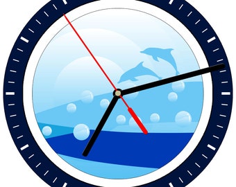 8" WALL CLOCK - Dolphin #22 Sea Ocean Beach