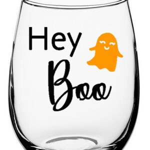 Adesivo Hey Boo - SOMENTE ADESIVO - Adesivo de Halloween - Taça de vinho de Halloween - Doces ou travessuras